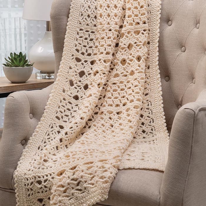Easy Lace Sampler Throw Blanket Crochet Pattern - (PDF) Digital Download