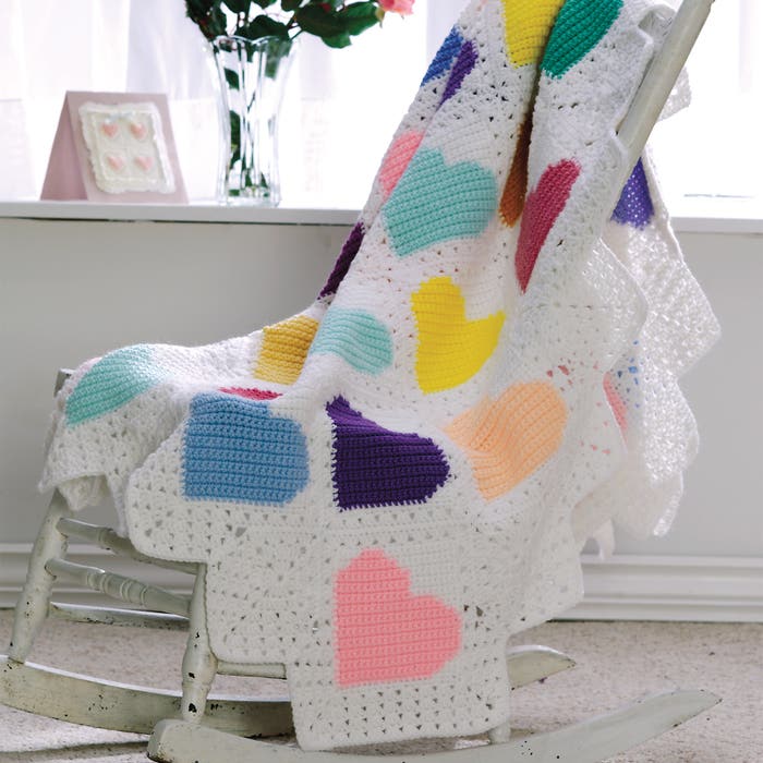 Candy Hearts Afghan Crochet Pattern - (PDF) Digital Download
