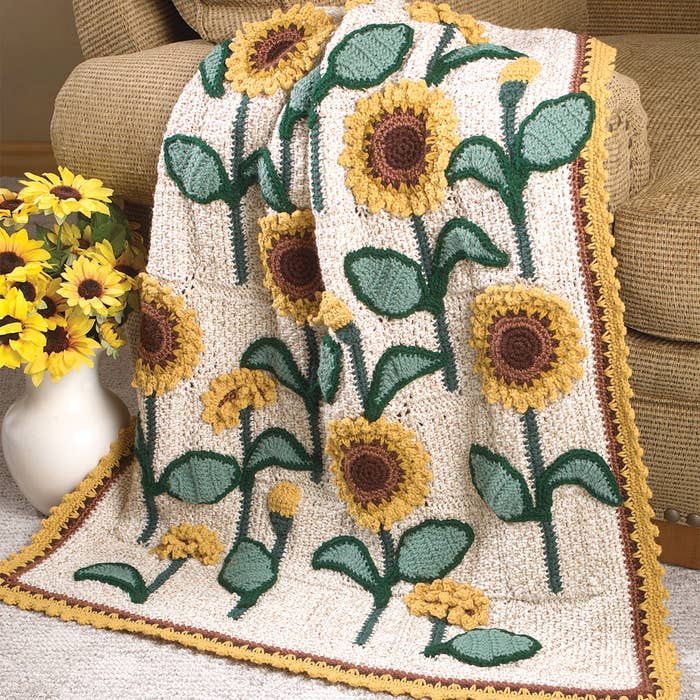 Sunflowers Lap Warmer Crochet Pattern - (PDF) Digital Download
