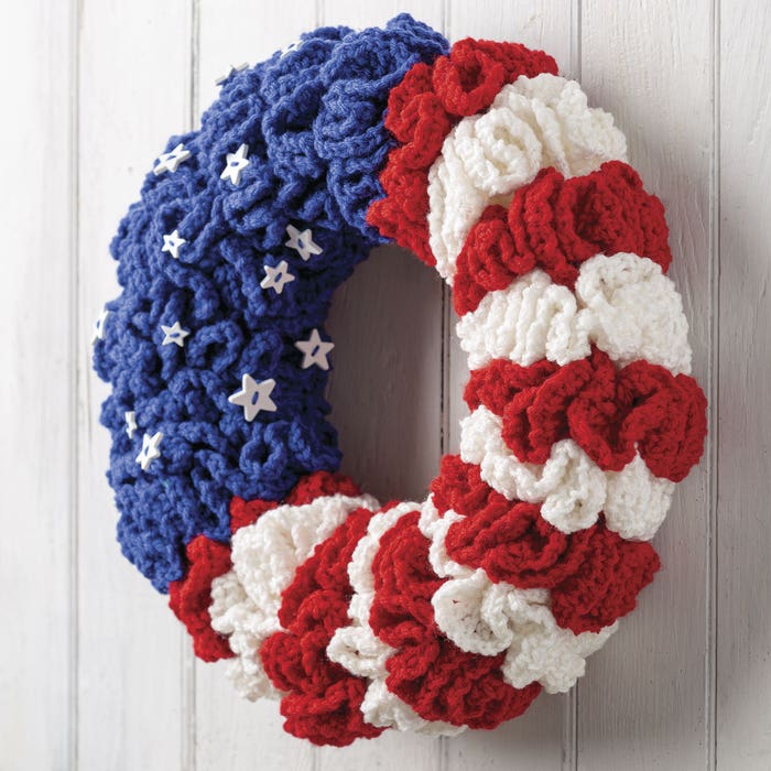 Patriotic Wreath Crochet Pattern - (PDF) Digital Download